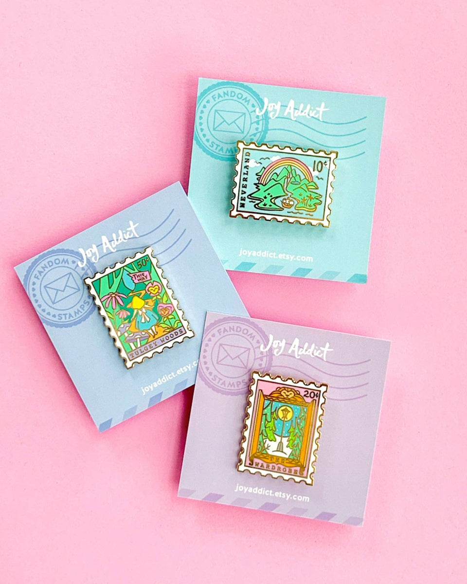 Neverland Peter Pan Stamp Hard Enamel Pin - 1.35"