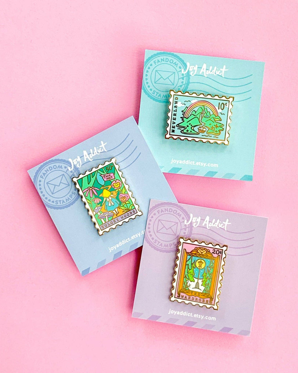 Tulgey Woods Alice in Wonderland Stamp Hard Enamel Pin - 1.35"