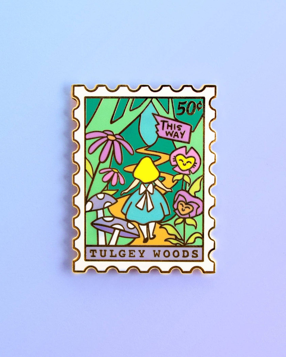 Tulgey Woods Alice in Wonderland Stamp Hard Enamel Pin - 1.35"
