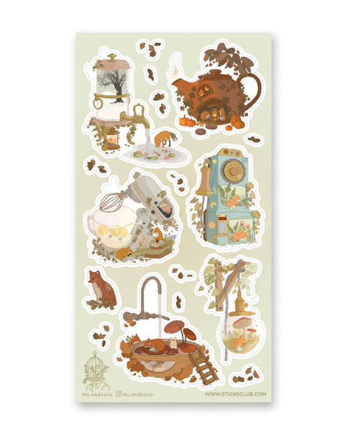 Mu.andcoco "Woodland Kitchen" 🐿️🥧 STICKII Sticker Sheet - Cozy Cottagecore Baking Decals