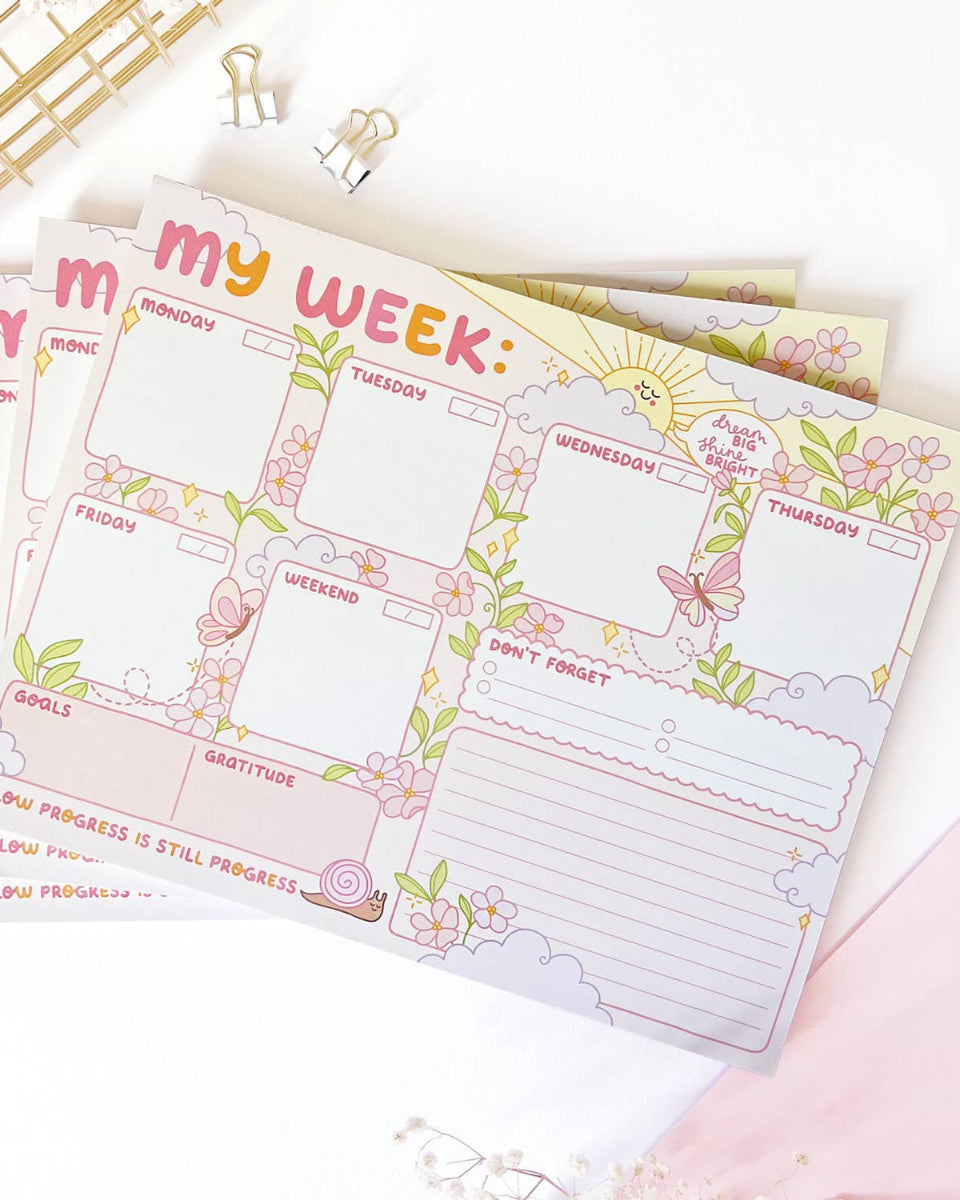 Weekly Planner Sunshine Positivity 8.5" x 11" Desk Notepad
