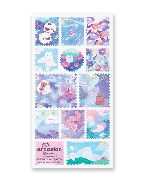 Arcasian "Pastel Dreams" Sticker Sheet 🐑☁️ STICKII - Kawaii Clouds & Sheep Journaling Stickers