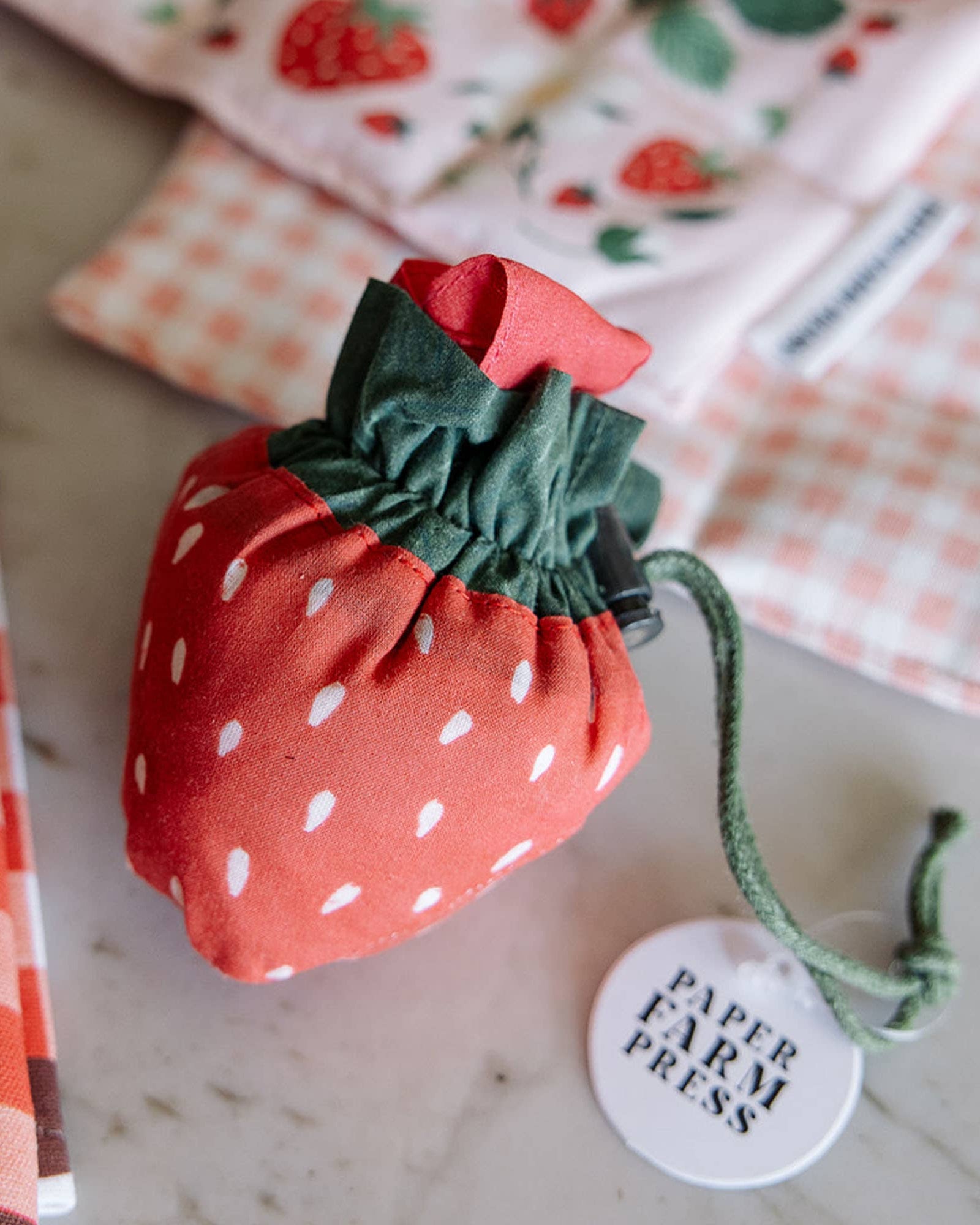 Strawberry Foldable Market Tote Bag