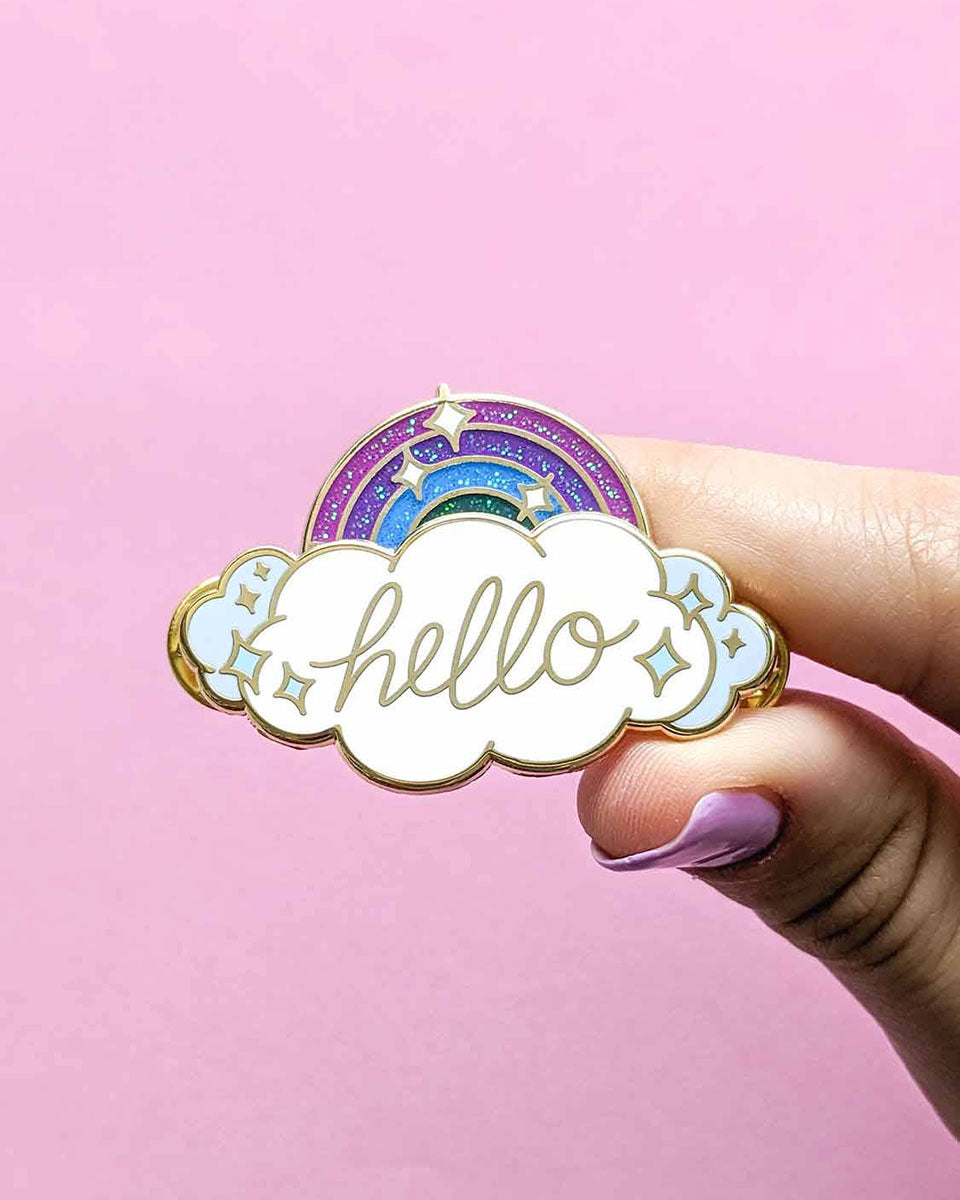 Hello Sunshine & Rainbow Fidget Spinner Hard Enamel Pin