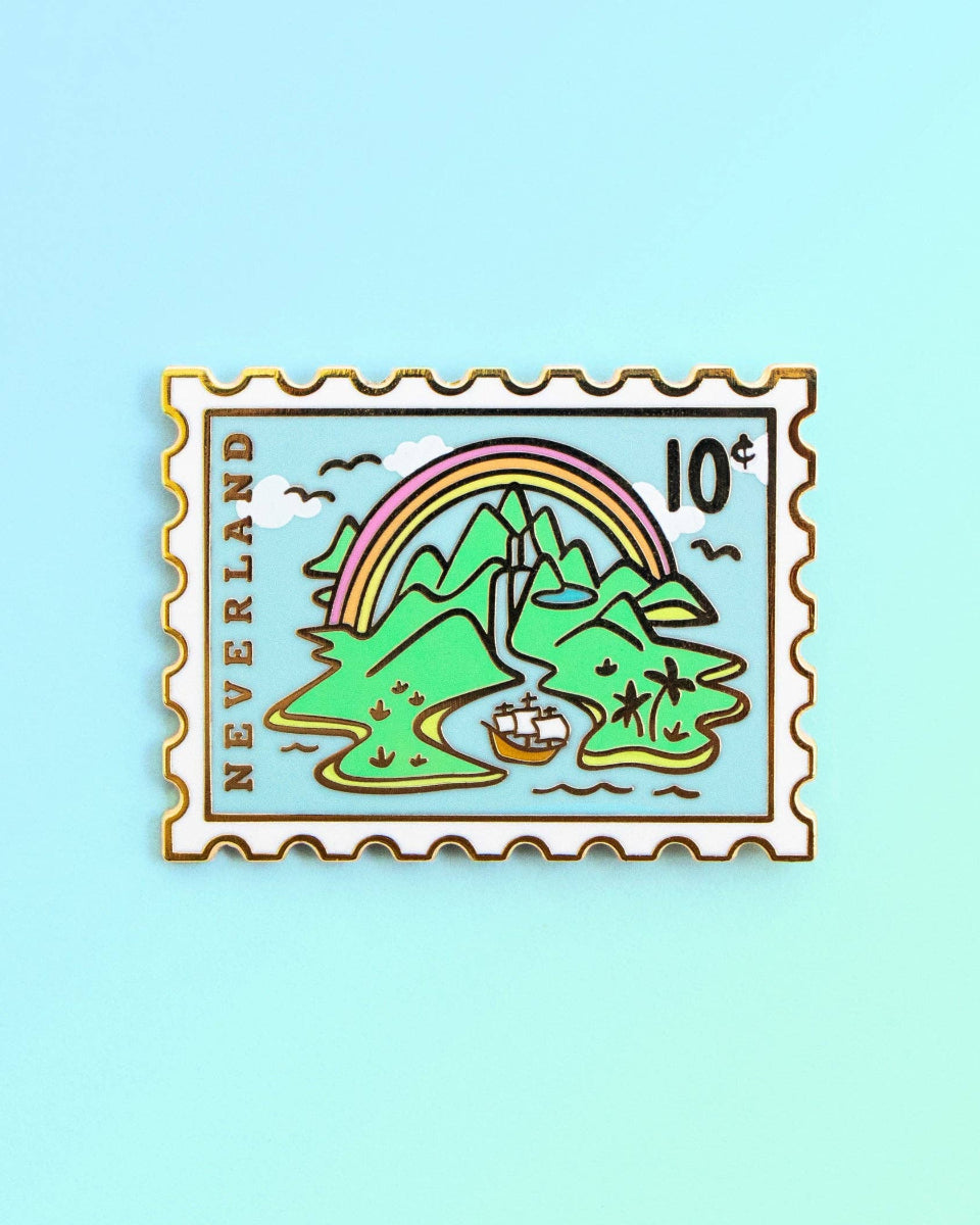 Neverland Peter Pan Stamp Hard Enamel Pin - 1.35"