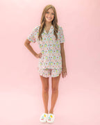 Rock Paper Scissors 🍒 Fruit Cocktail Ruffle Hem Pajama Set - Soft Rayon Sleepwear & Summer Loungewear