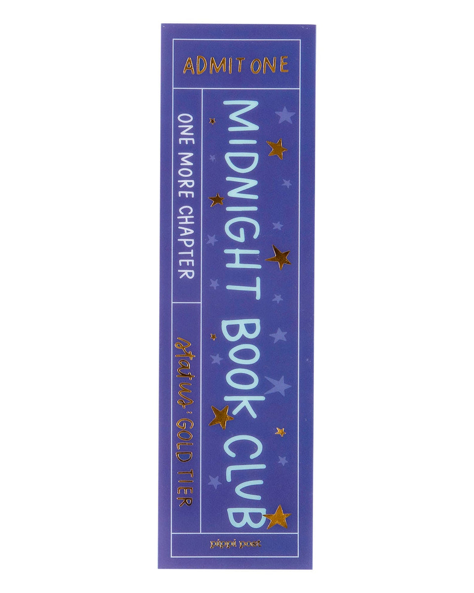 Midnight Book Club Blue Gold Foiled Acetate Bookmark - 2" x 7"
