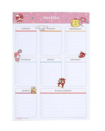Hello Kitty & Friends Pink Confetti Checklist 25pg Notepad