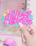 Pink Holographic 2000s Y2K Angel Vinyl Sticker