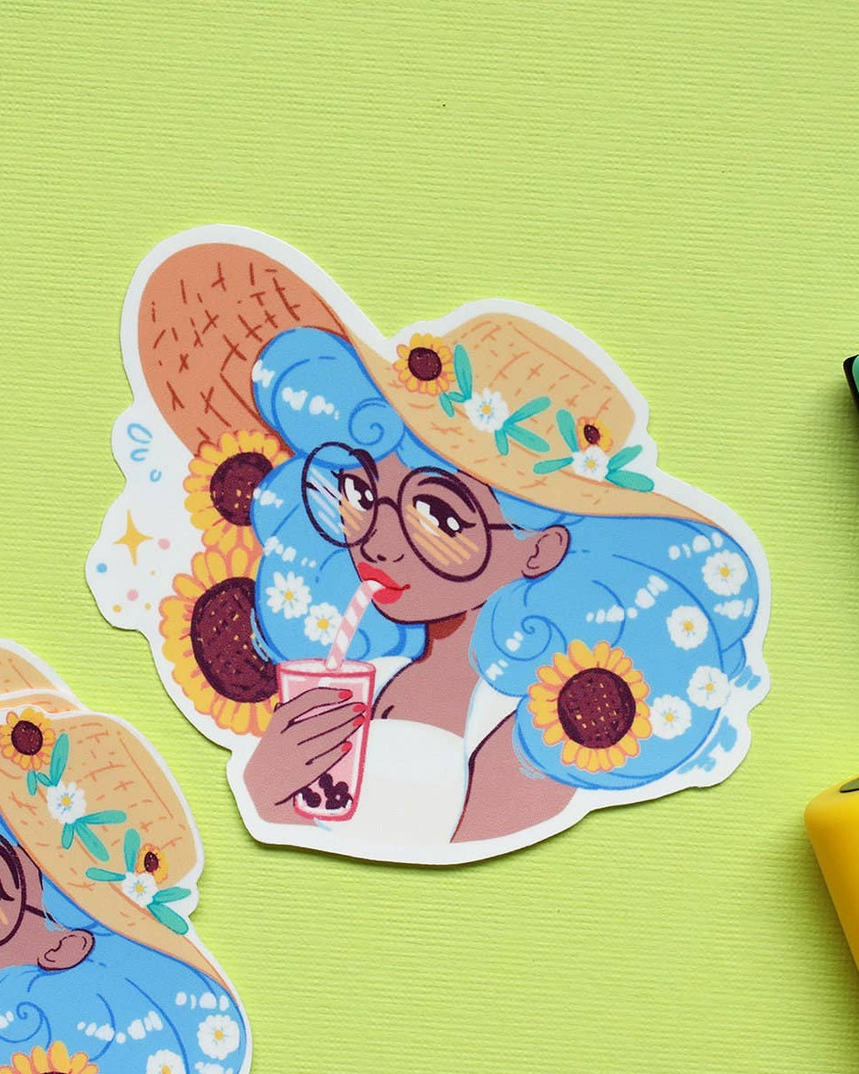 Brown is Beautiful Sunhat Waterproof 3" Sticker