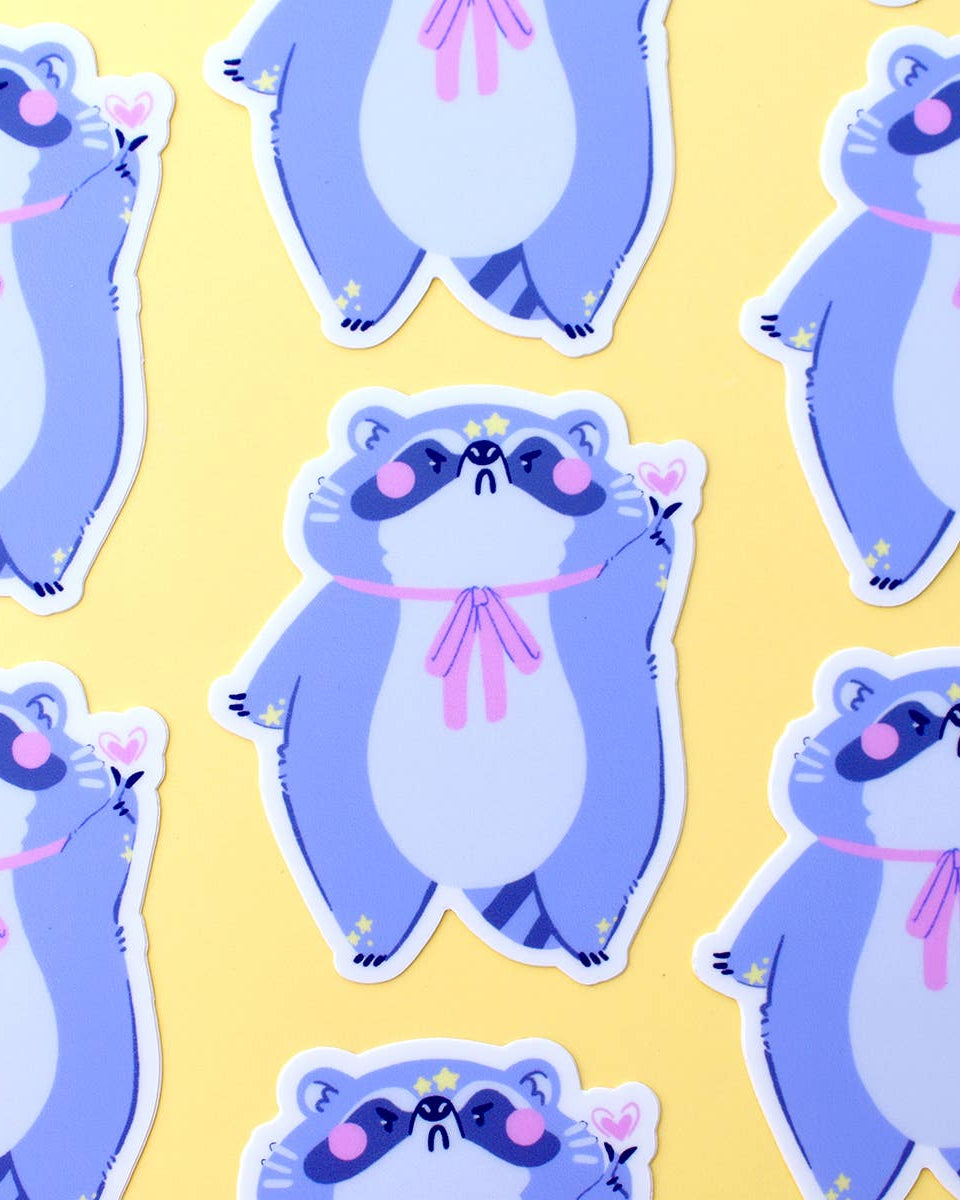 Angry Comet the Raccoon Laminated Waterproof Sticker