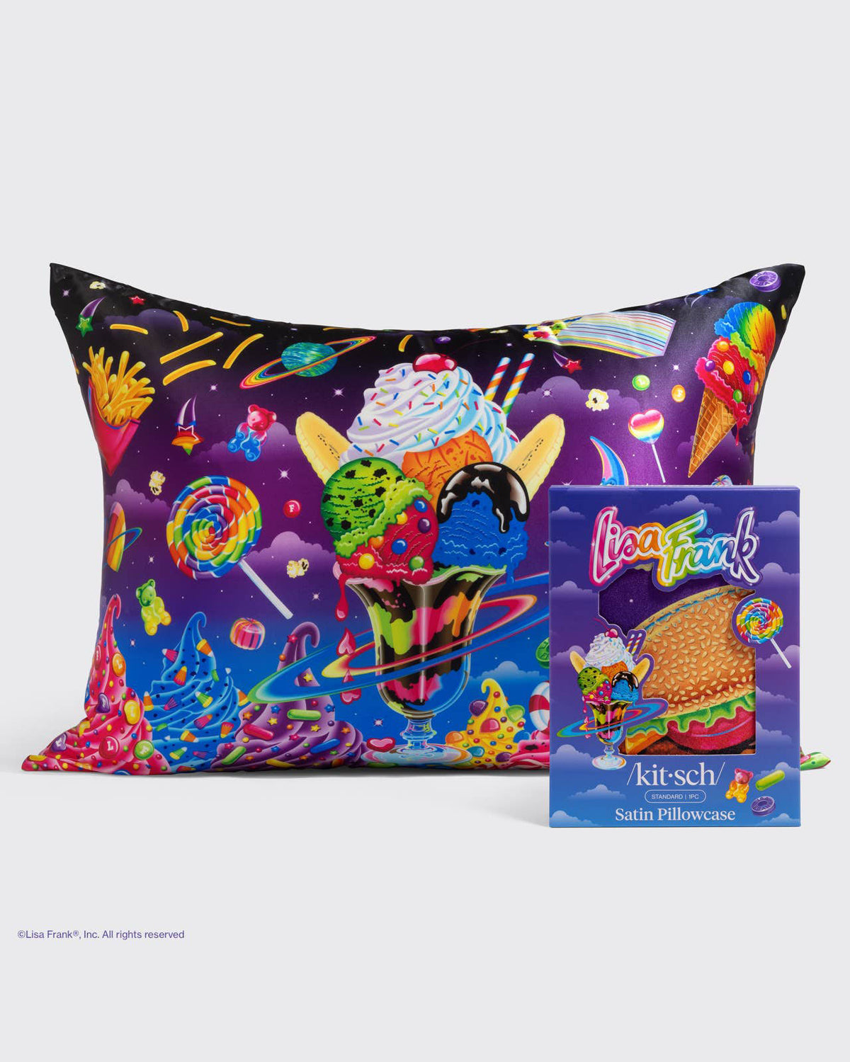 KITSCH - Lisa Frank® x Kitsch Satin Pillowcase in Saturn Sundae™