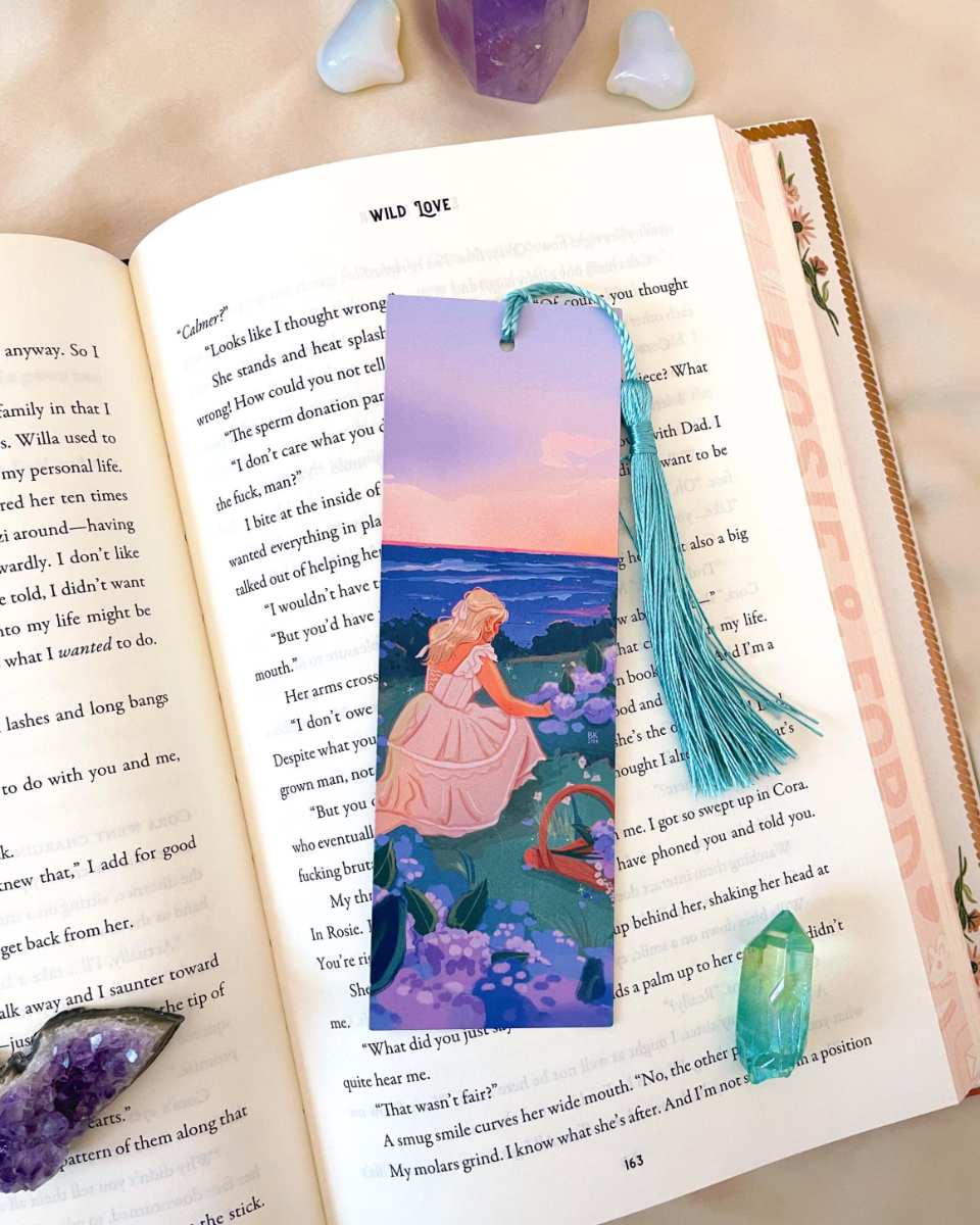 Hydrangeas by the Sea Blue Tassel Bookmark