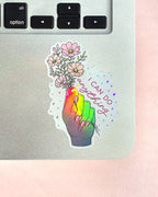 "I Can Do Anything" Floral Positive Quote Holographic Waterproof Sticker