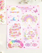 Daydream Glittery Positively Optimistic Waterproof Vinyl 8 Sticker Sheet