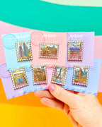 Paris Eiffel Tower Stamp Pin 💌 Hard Enamel Lapel Pin - Pastel Travel | by Joy Addict