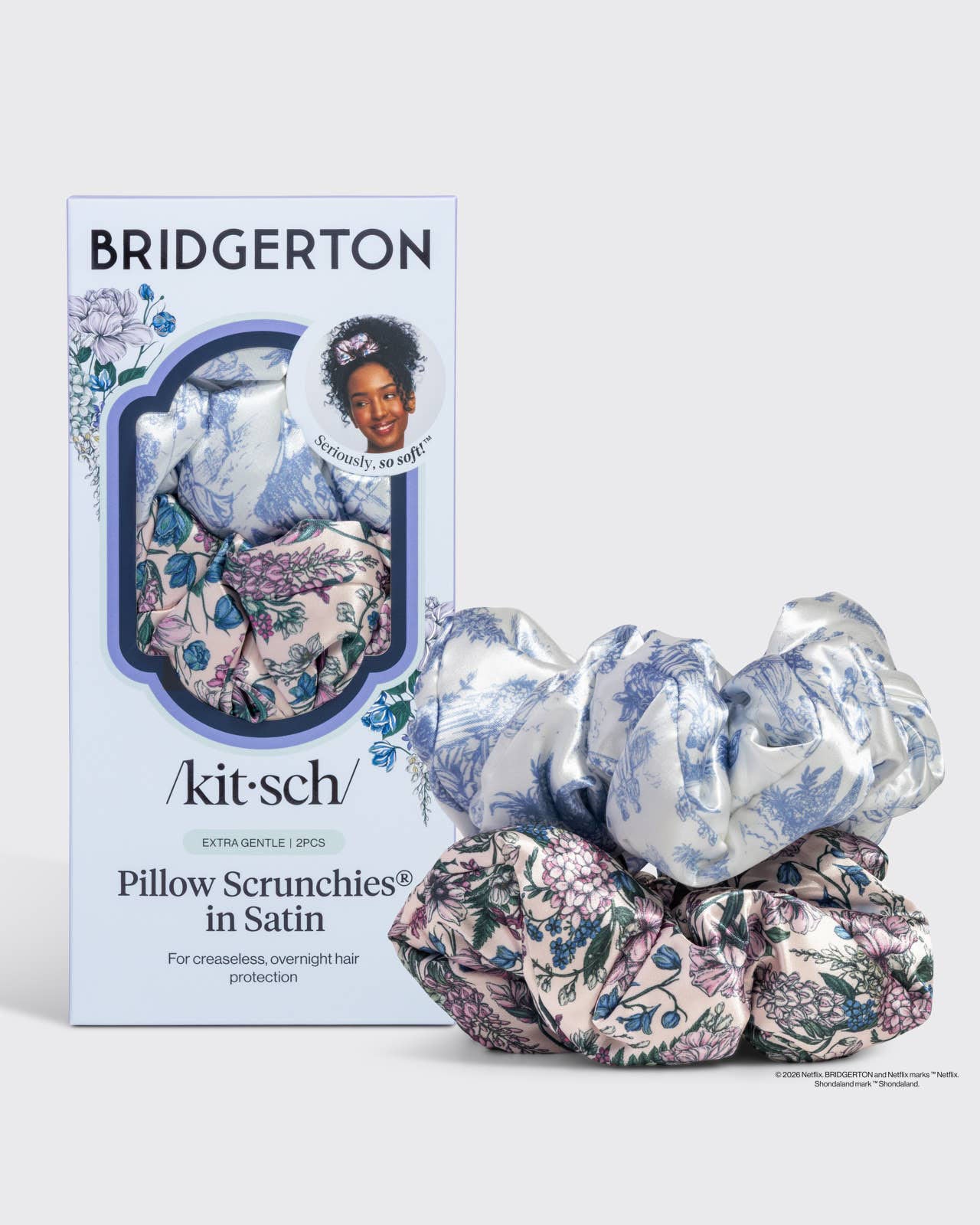 KITSCH - Bridgerton x Kitsch Satin Pillow Scrunchies® in Toile in Bloom