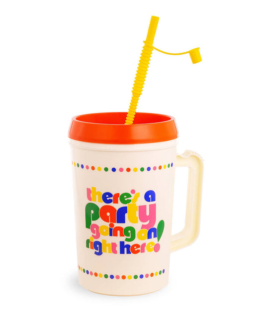 Bright "There's a Party Going on Right Here" Large Trucker Cup