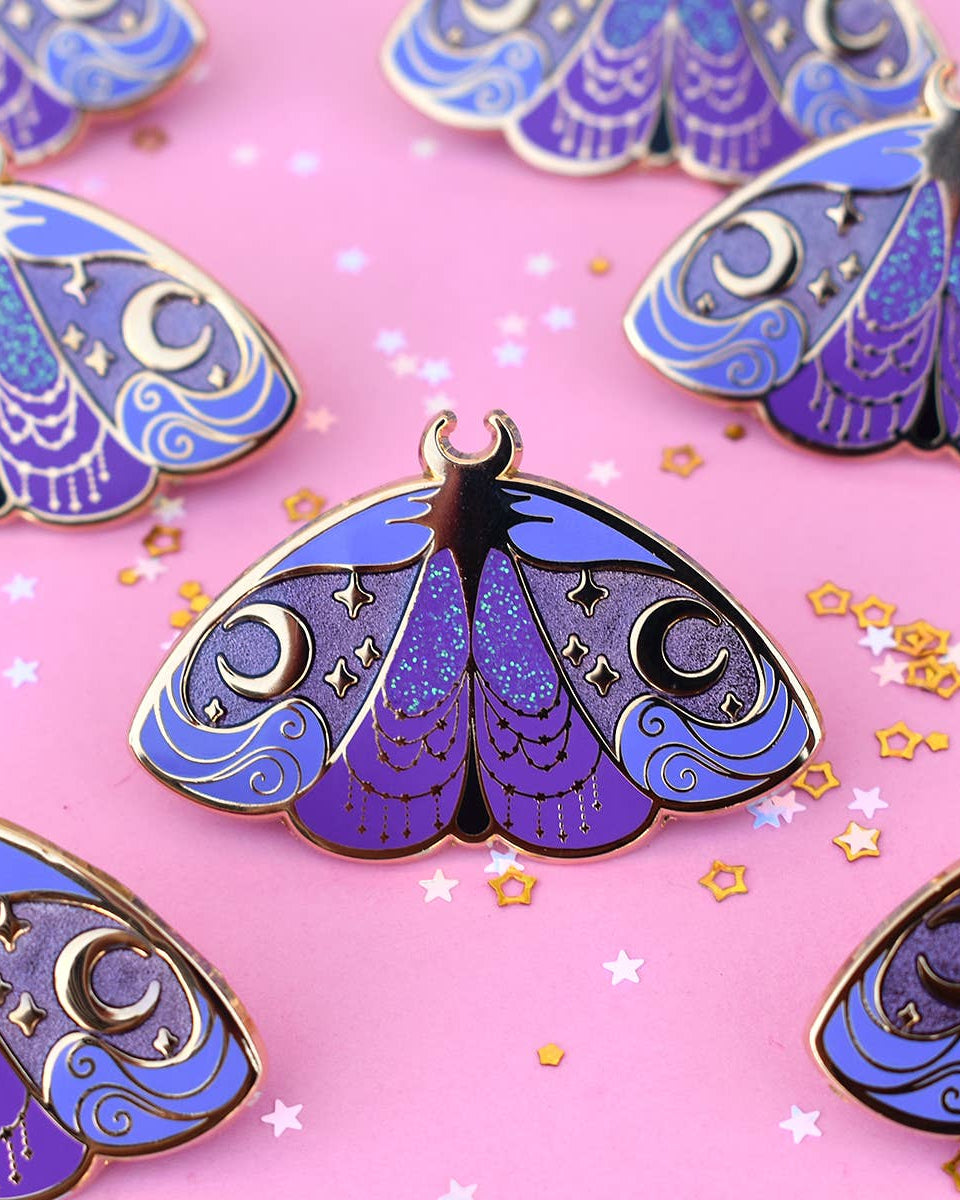 Nyx Greek Mythology Olympian Goddess Moth Enamel Pin