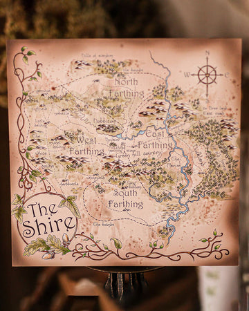 The Shire County Map Square Recycled Paper Art Print - 8.25"