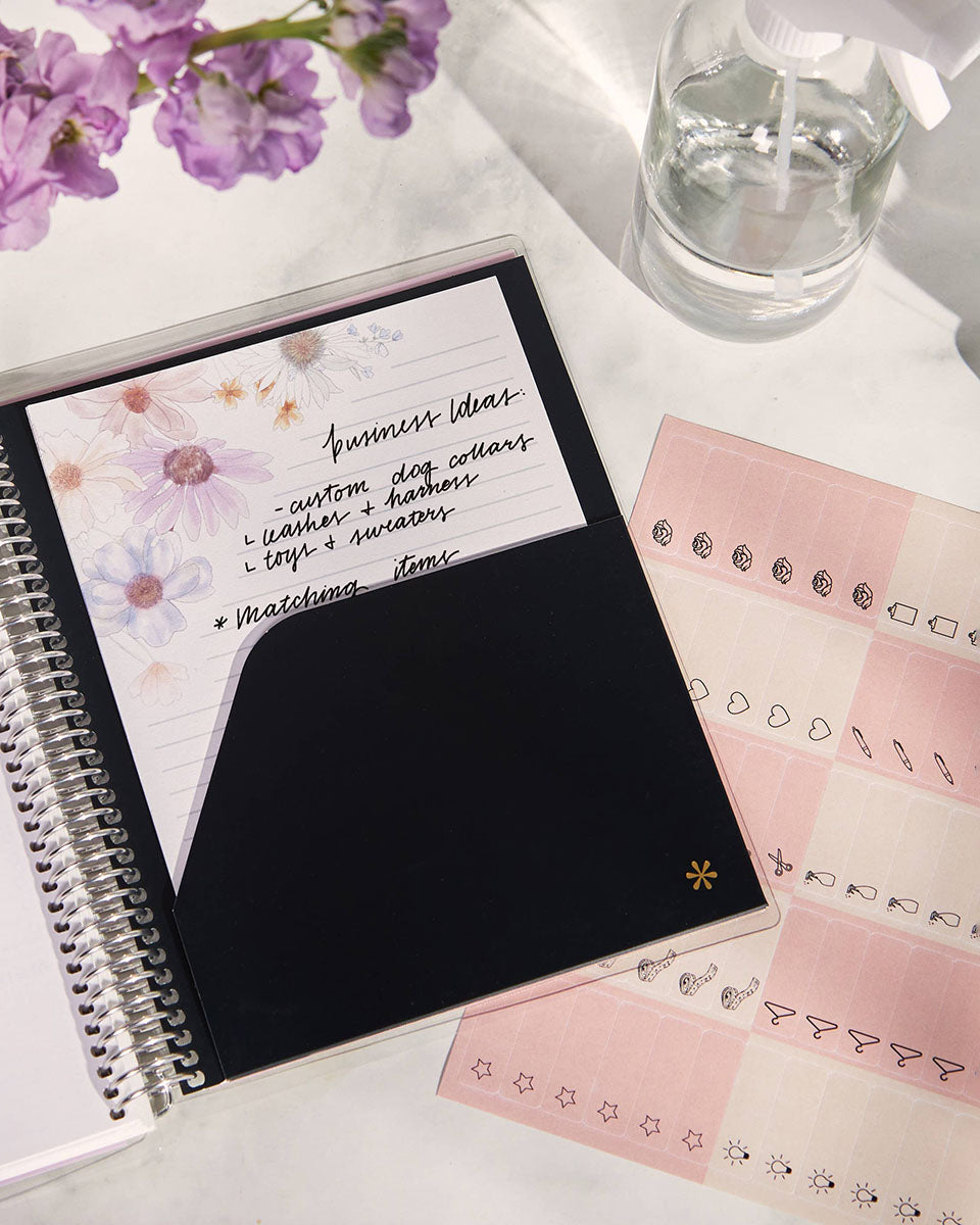 Coral & Cream Coiled Home + Sort Organizational Planner - 7" x 9"