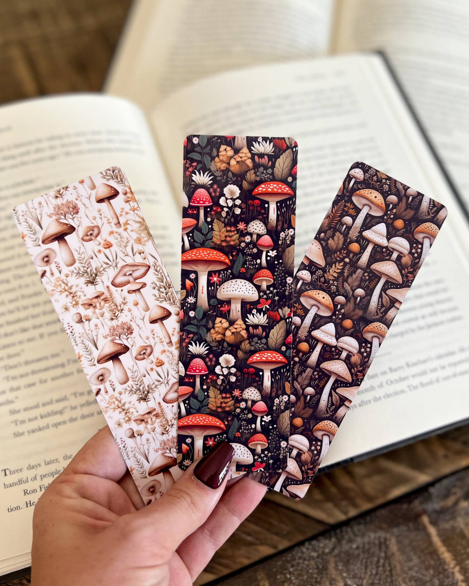 Cottagecore Red Mushroom Soft Touch Matte Bookmark - 2" x 6"