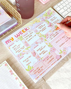 Planificador semanal Sunshine Positivity Bloc de notas de escritorio de 8,5" x 11"