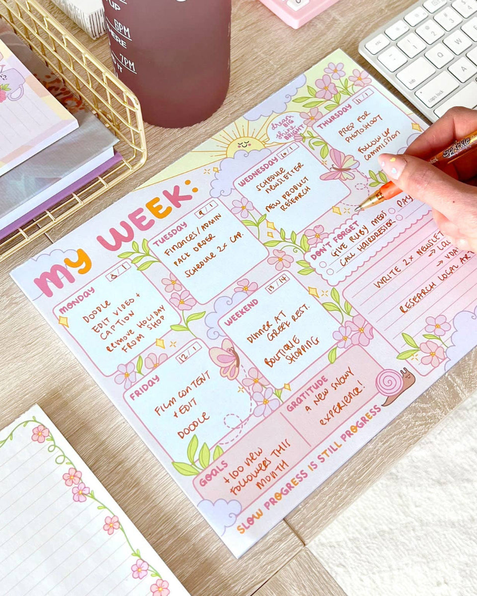 Weekly Planner Sunshine Positivity 8.5" x 11" Desk Notepad