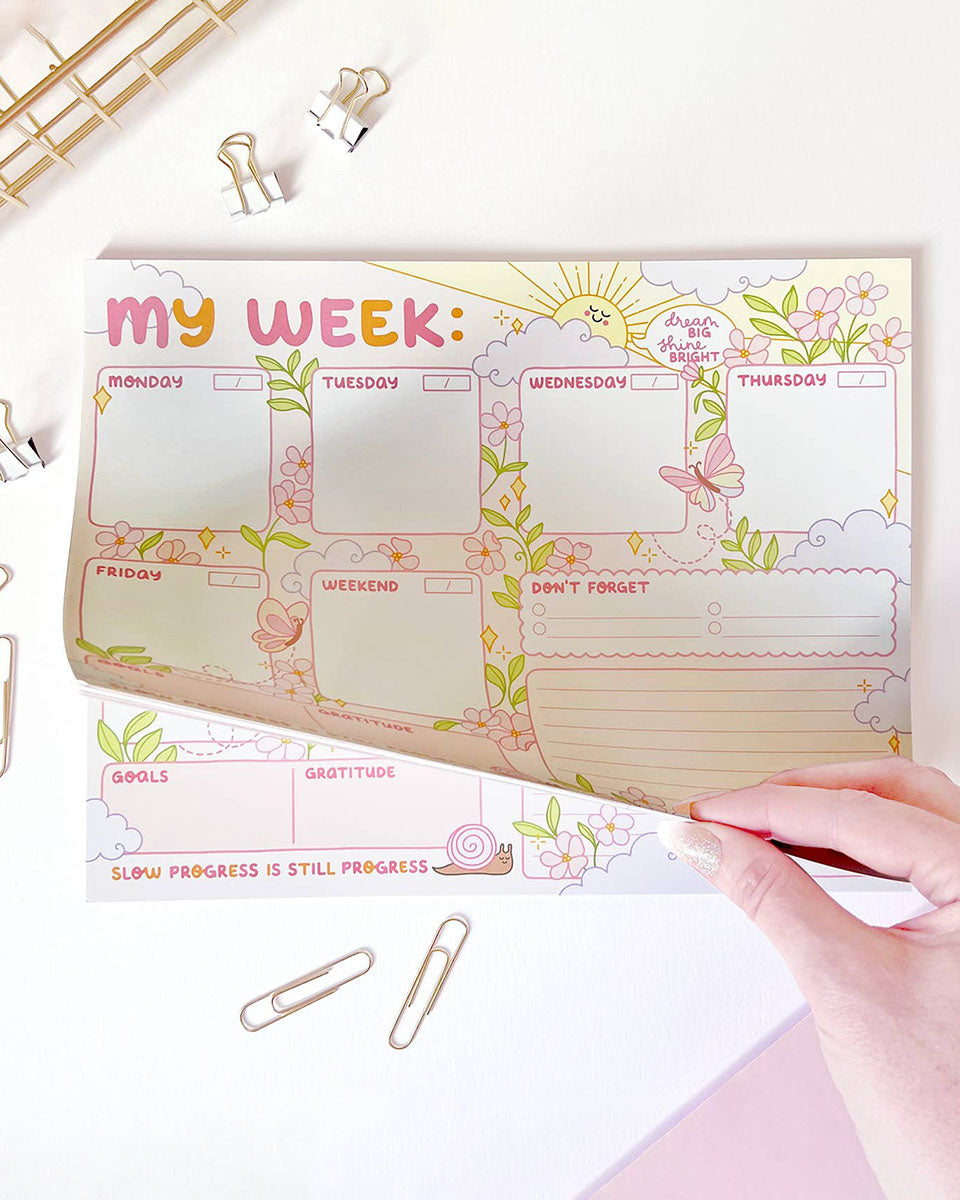 Weekly Planner Sunshine Positivity 8.5" x 11" Desk Notepad