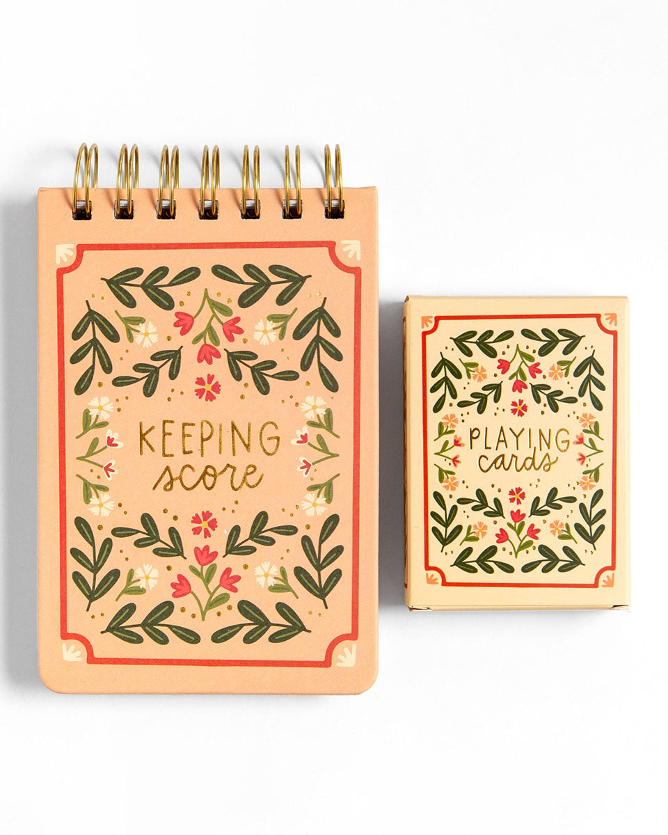 Floral Game Night Set of Playing Cards & 80 Double Sided Sheet Notebook