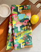 Mushroom Heaven Cotton Tea Towel with Embroidered Detail