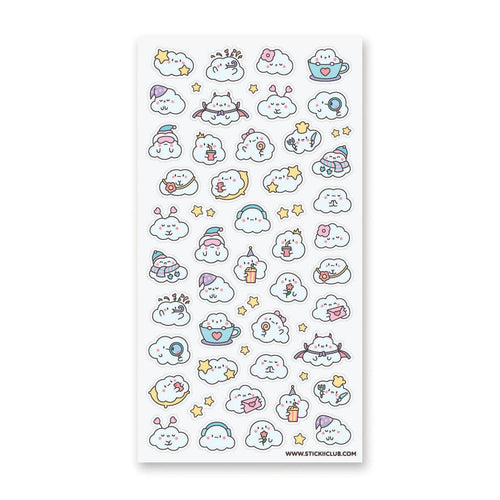 Cuddly Clouds & Weather ☁️🌈 STICKII Sticker Sheet - Kawaii Pastel Planner Decals