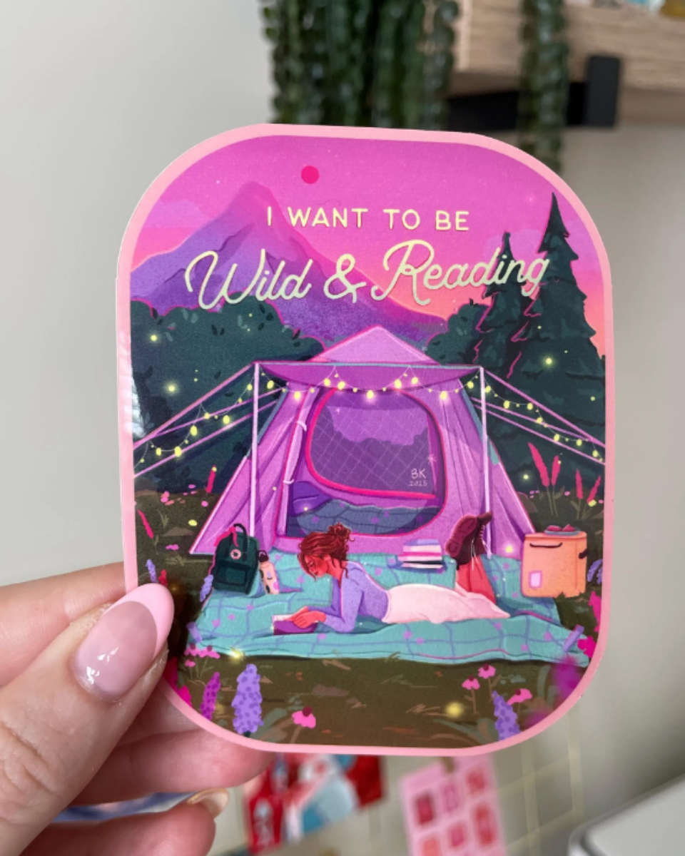 Wild and Reading Camping Vinyl Sticker