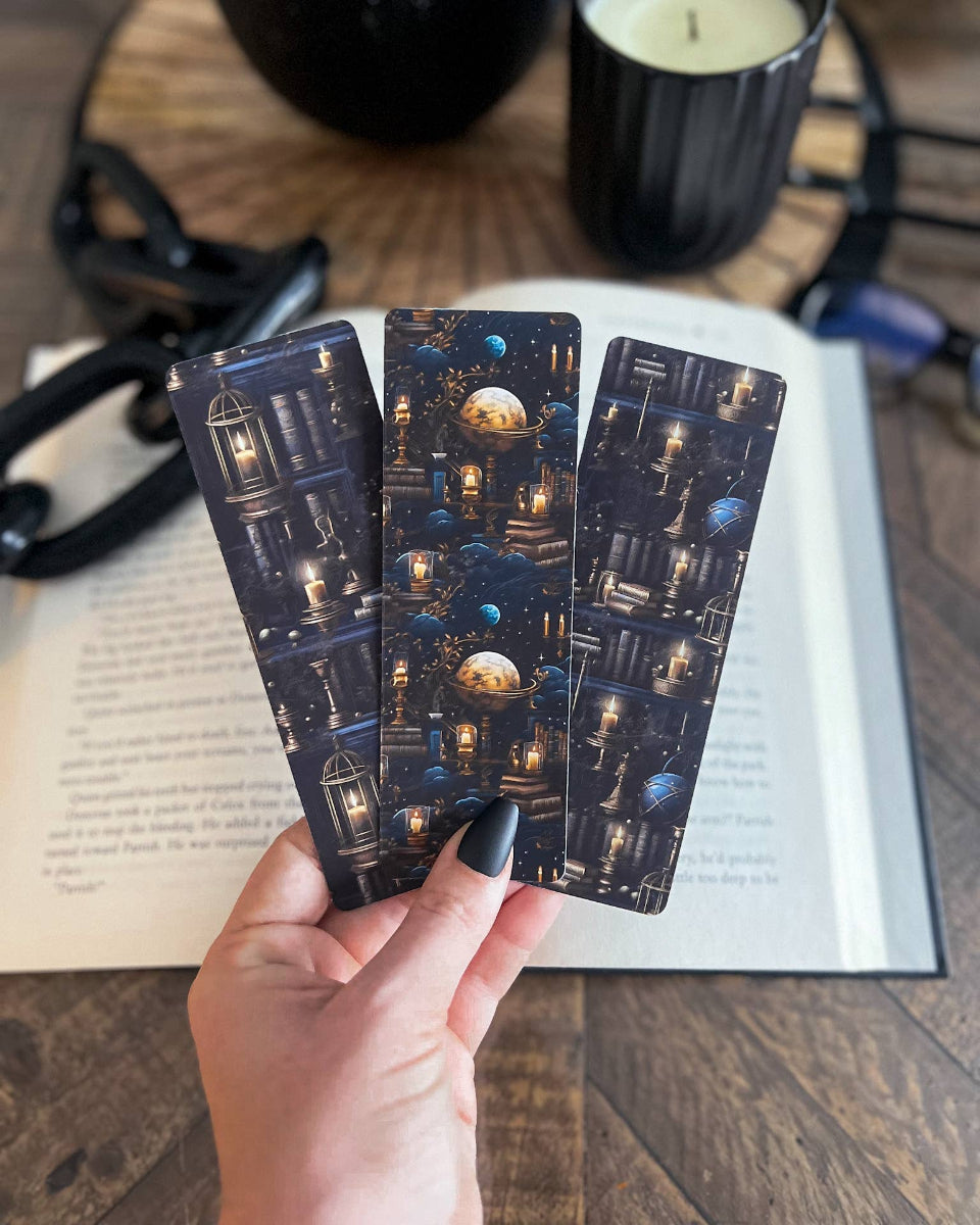 Night Library Dark Academia  Soft Touch Matte Bookmark - Planets - 2" x 6"