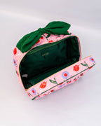 Cherry Lips Green Bow & Pink Quilted Getaway Toiletry Bag
