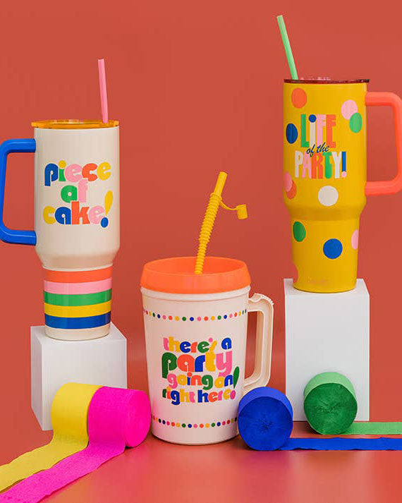 Bright "There's a Party Going on Right Here" Large Trucker Cup