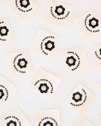 Flower "This Took Forever" Black and White Organic Cotton Sewing Labels - 3cm x 3cm