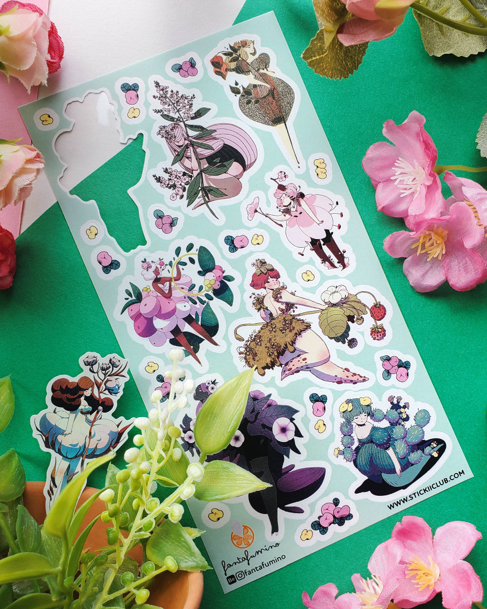 Fabulous Flora-Girls Sticker Sheet: Art by Silvia Vanni - @fantafumino