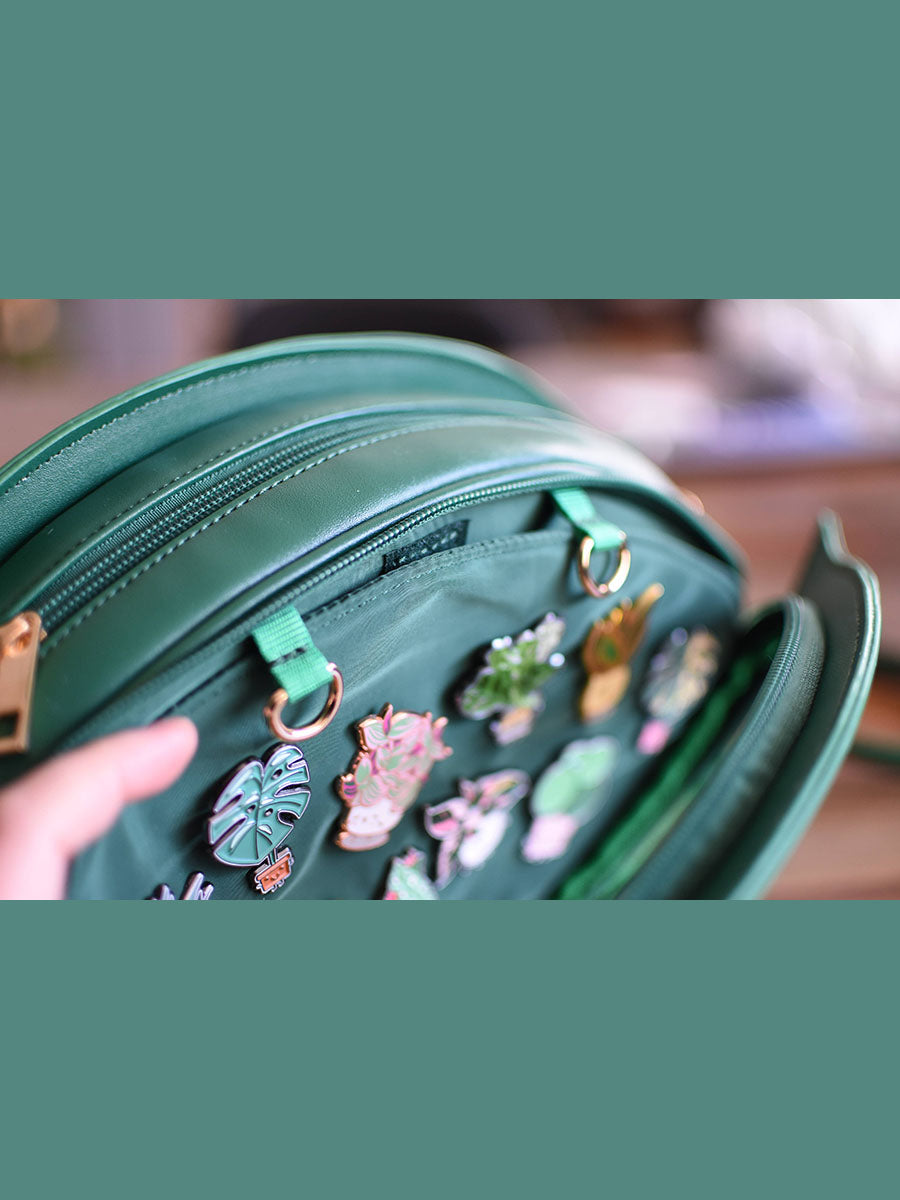 The Leaf: Dark Green ITA Crossbody Bag - 12.75" x 7"