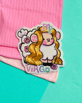Virgo Sprouts! Pretty Long Blonde Haired Sheep Glossy Vinyl Sticker