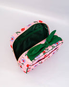 Cherry Lips Green Bow & Pink Quilted Getaway Toiletry Bag