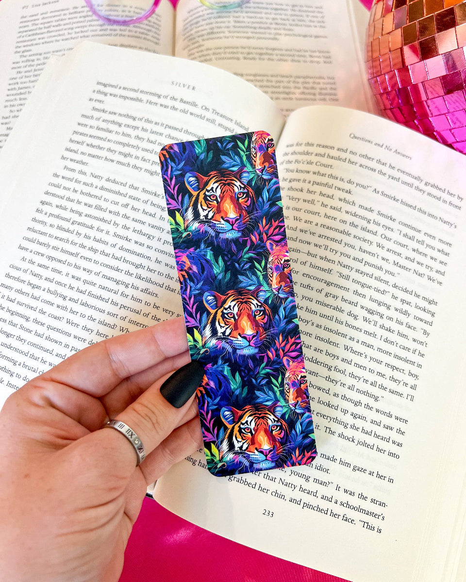 90s Inspired Rainbow Tiger Soft Touch Matte Bookmark - 2" x 6"
