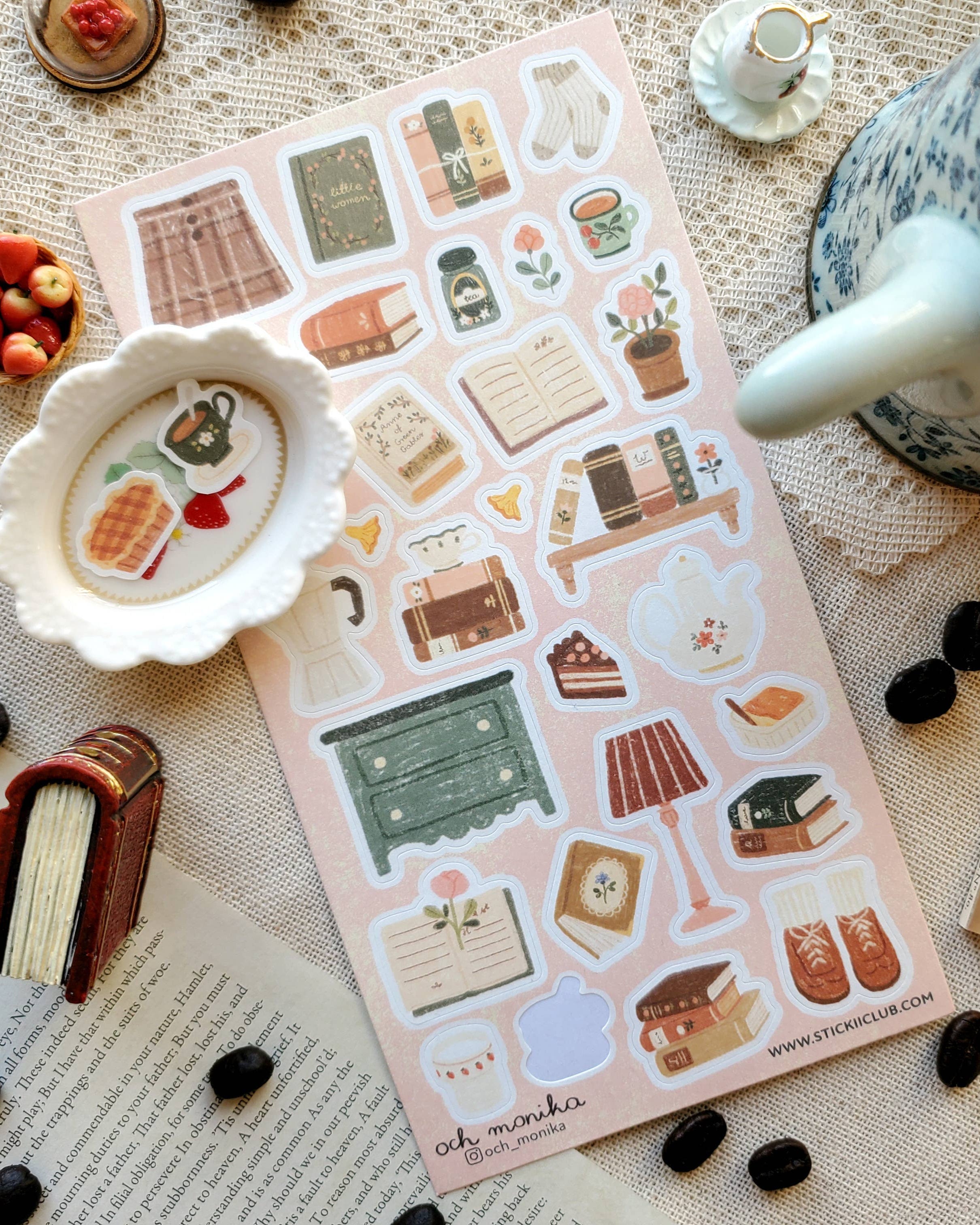 Literary Sanctuary Sticker Sheet - Art by Och Monika