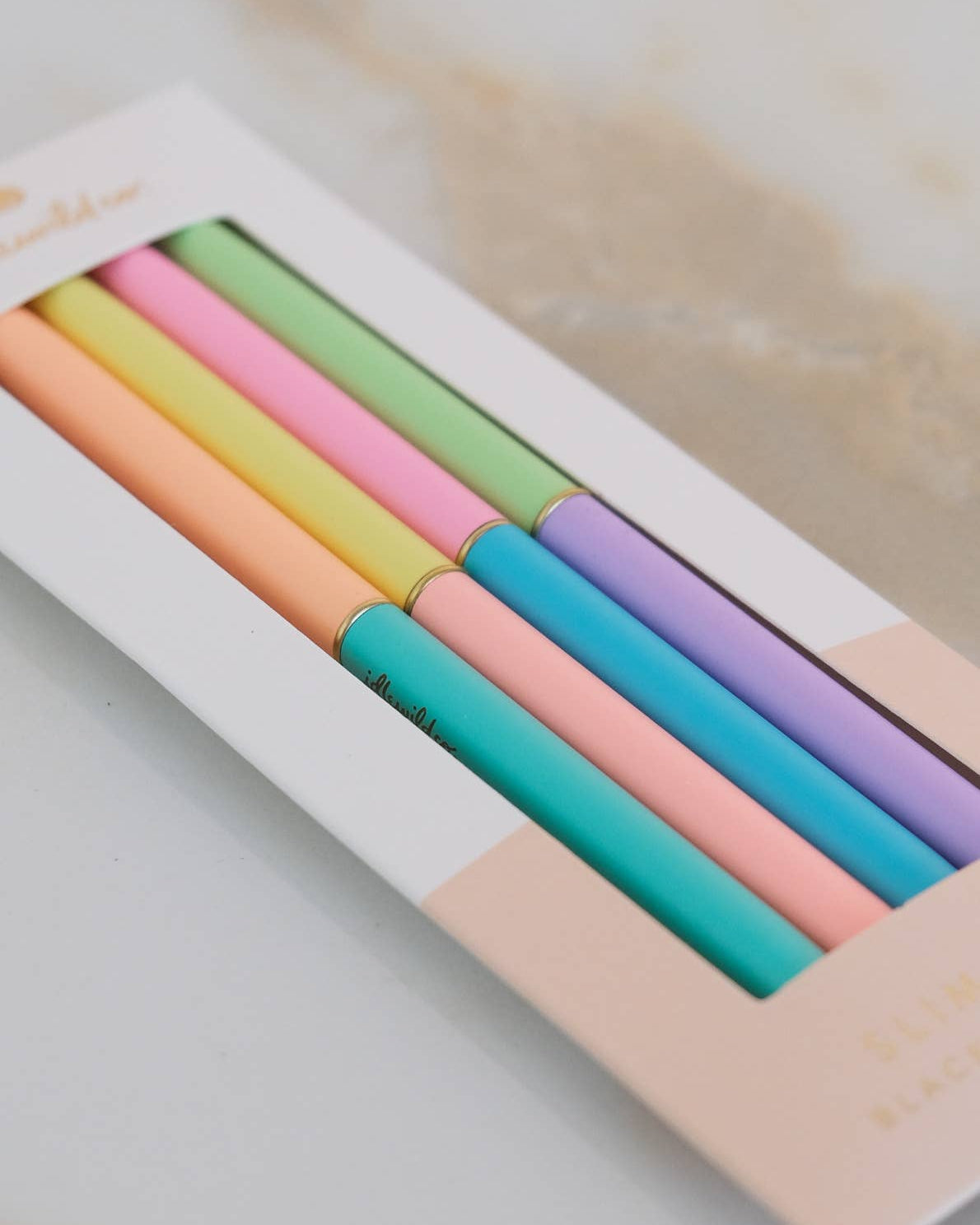 Juego de cuatro bolígrafos finos | Neones de dos tonos