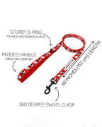 Sassy Woof x Hello Kitty "Red Classic" 🍎 Dog Leash - 60" Red Gingham Padded Handle 🎀