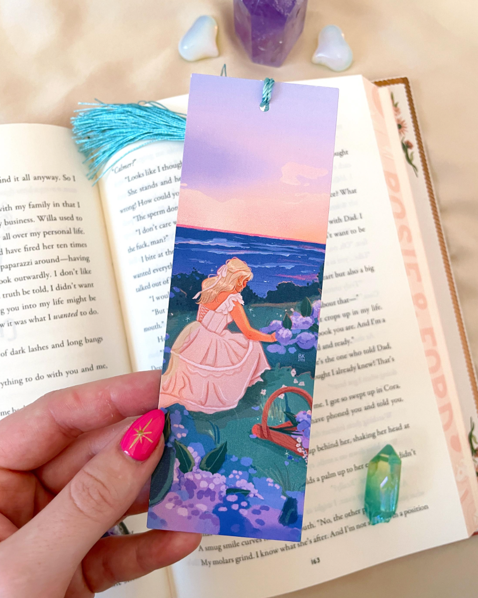 Hydrangeas by the Sea Blue Tassel Bookmark