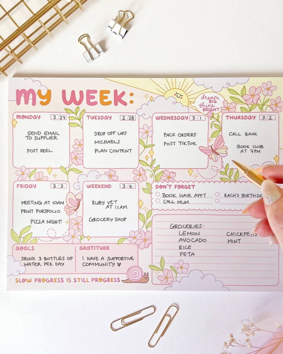 Weekly Planner Sunshine Positivity 8.5" x 11" Desk Notepad