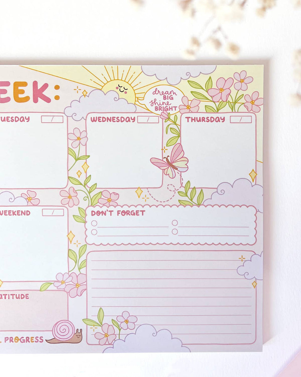 Weekly Planner Sunshine Positivity 8.5" x 11" Desk Notepad