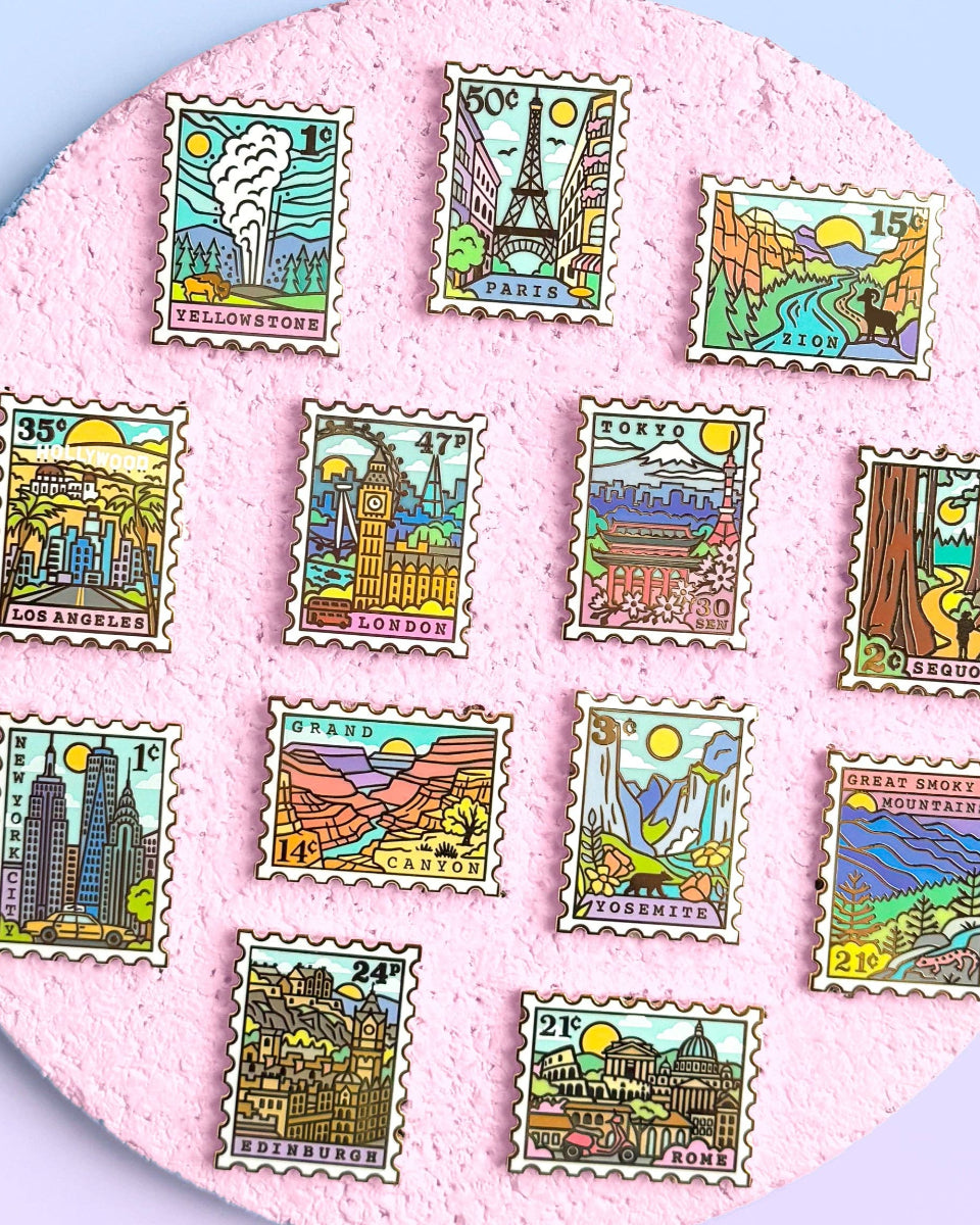 Paris Eiffel Tower Hard Enamel Stamp Pin