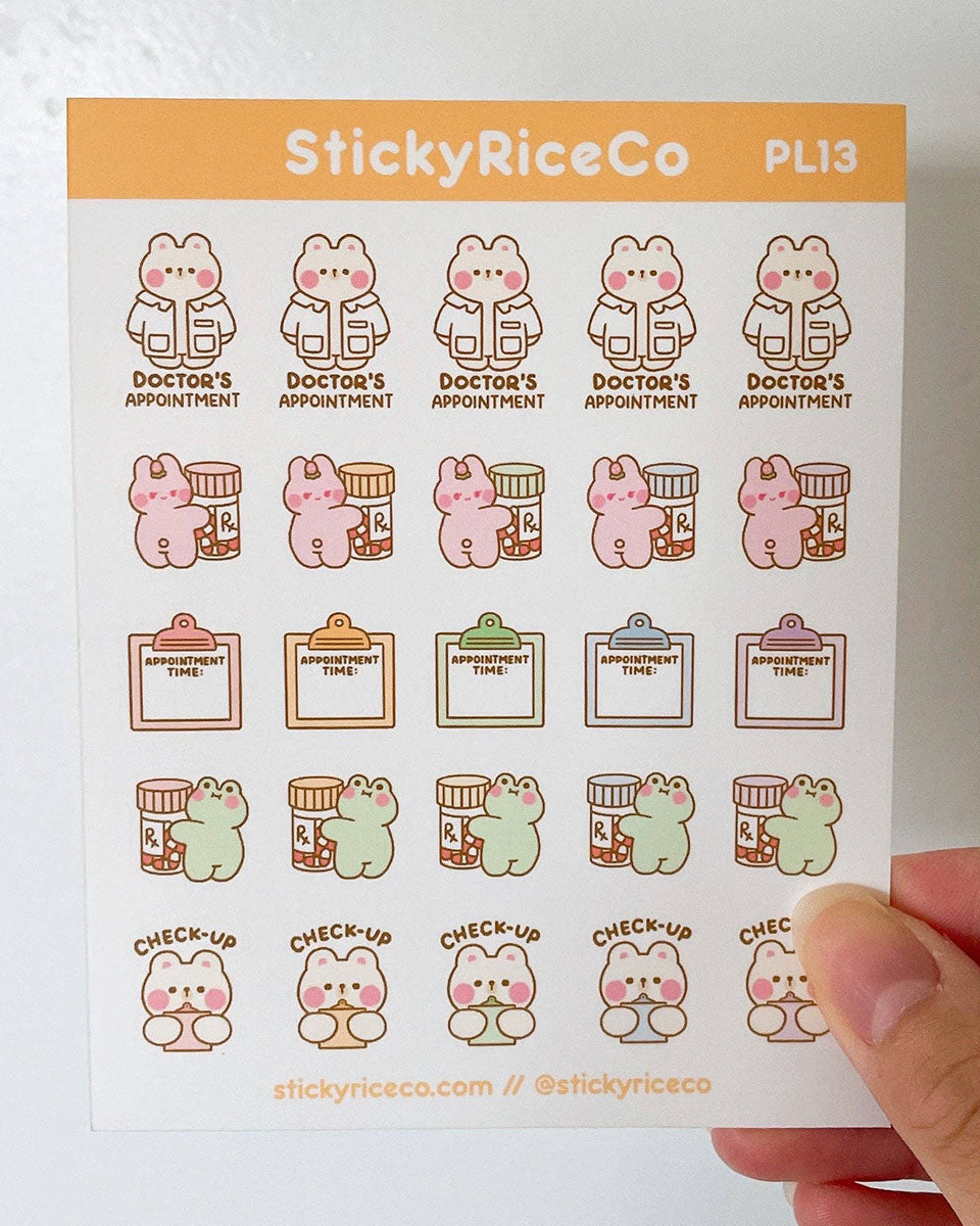 Arzttermin Kawaii Matte Planer Stickerbogen - 3,75" x 4,75"
